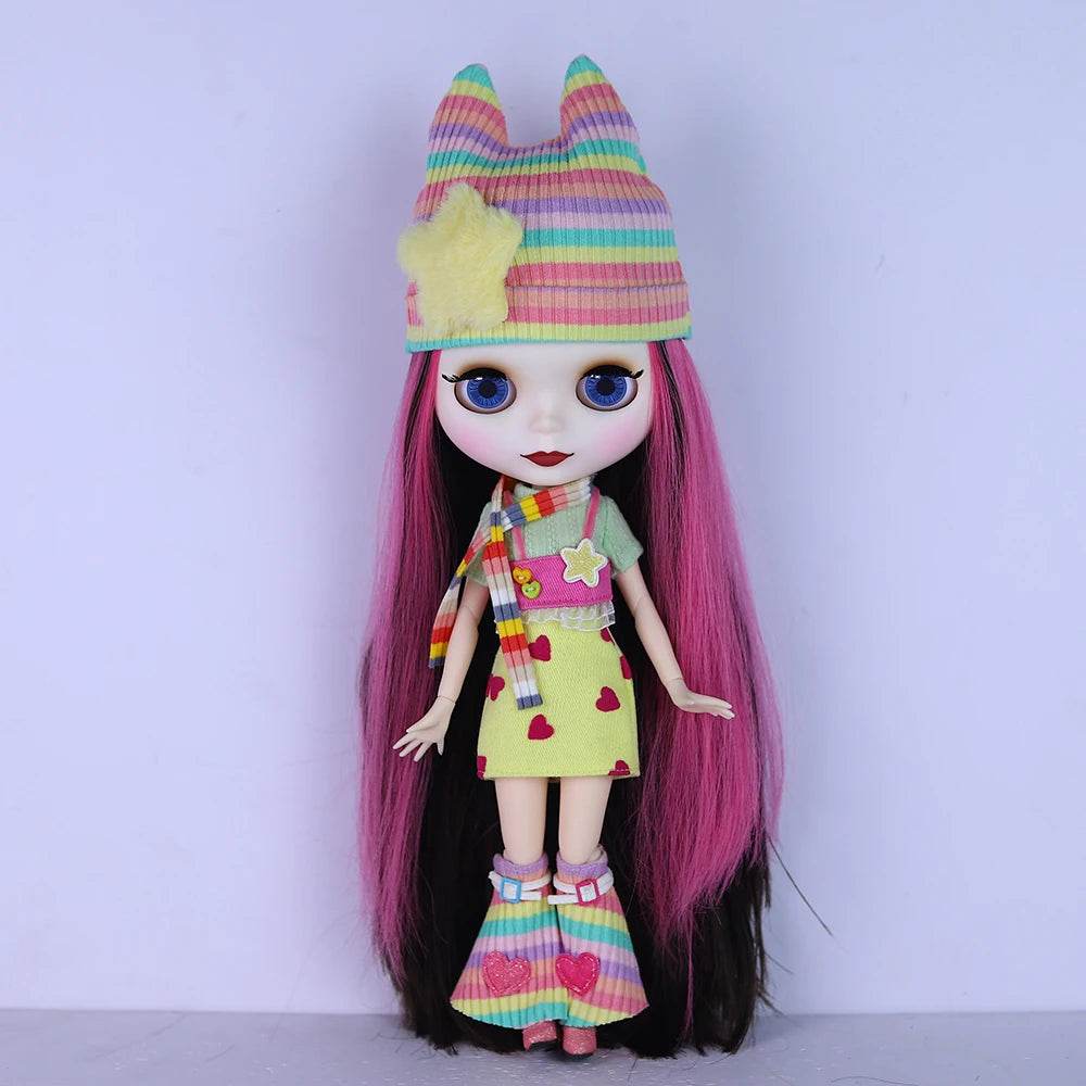 New 1/6 Blyth BJD Doll Nude Joint Body Red Black Hair Girls - ToylandEU