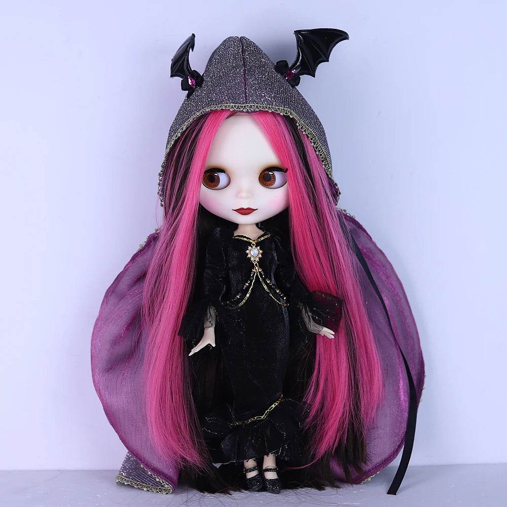 New 1/6 Blyth BJD Doll Nude Joint Body Red Black Hair Girls - ToylandEU