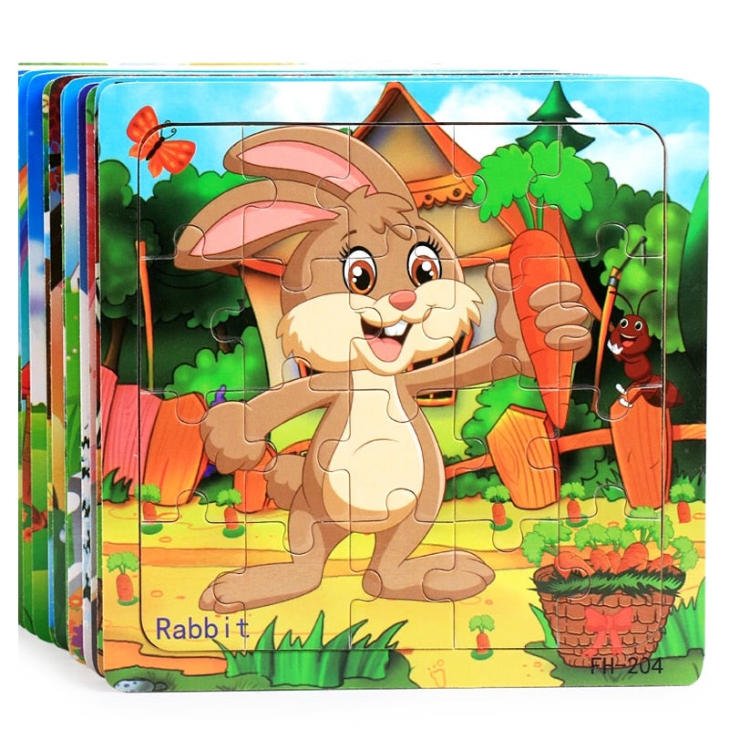 Animal and Vehicle Wooden 3D Puzzle Set with 20 Pieces - ToylandEU