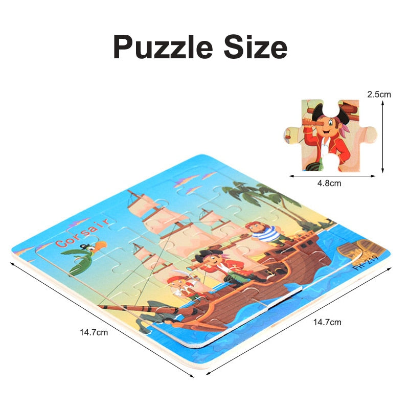 Animal and Vehicle Wooden 3D Puzzle Set with 20 Pieces - ToylandEU