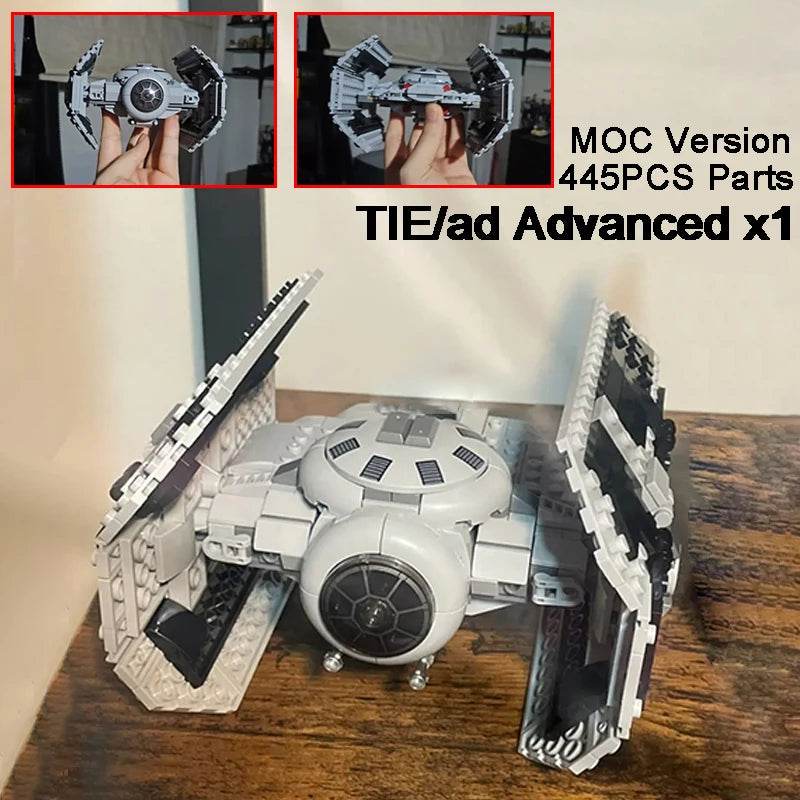 New 445Pcs MOC Spaceship TIE AD Advanced X1 Vader's Fighters Building Blocks Modified From Tie Bomber Bricks Model DIY Toys Gift - ToylandEU