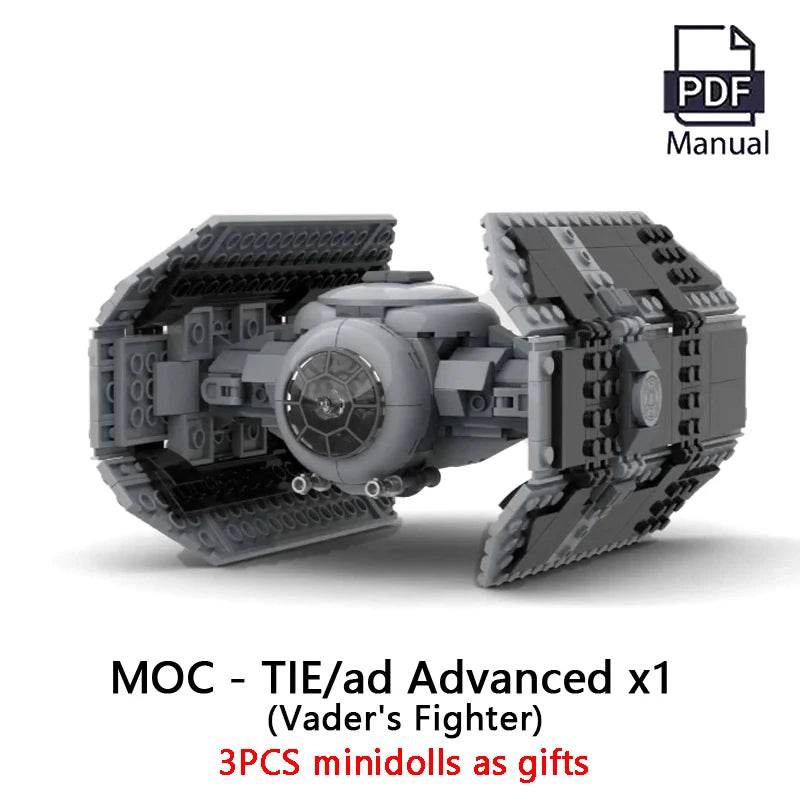 New 445Pcs MOC Spaceship TIE AD Advanced X1 Vader's Fighters Building Blocks Modified From Tie Bomber Bricks Model DIY Toys Gift - ToylandEU