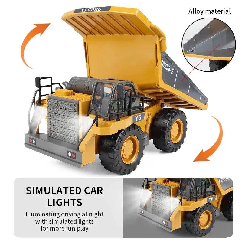 New 4WD Professional Remote Control Excavator Alloy Dump Truck Toys - ToylandEU