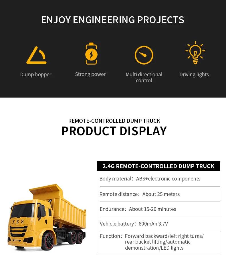 New 4WD Professional Remote Control Excavator Alloy Dump Truck Toys - ToylandEU