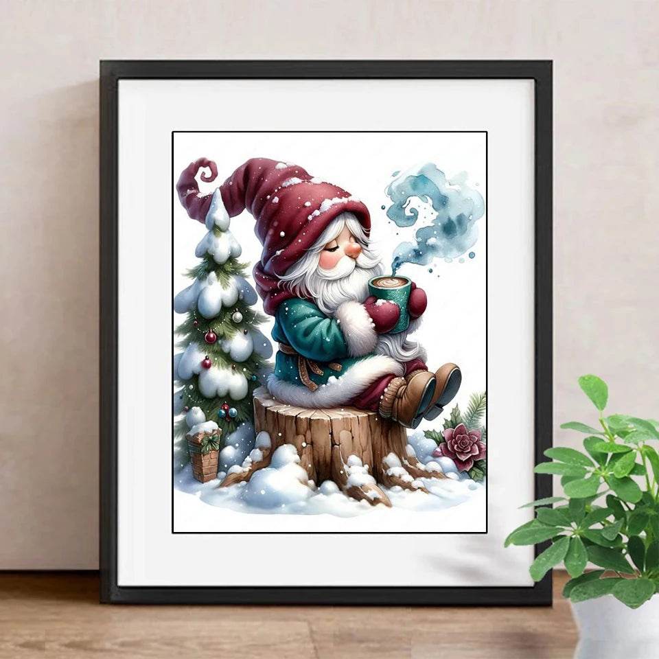 New 5D DIY Diamond Painting Kit - Cartoon Christmas Gnome Mosaic Embroidery for Home Wall Art Decor - ToylandEU