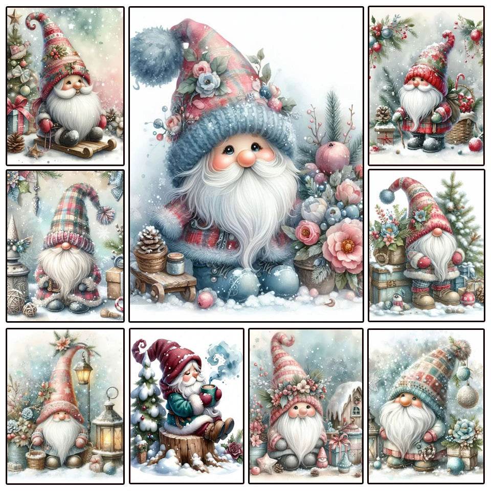 New 5D DIY Diamond Painting Kit - Cartoon Christmas Gnome Mosaic Embroidery for Home Wall Art Decor - ToylandEU