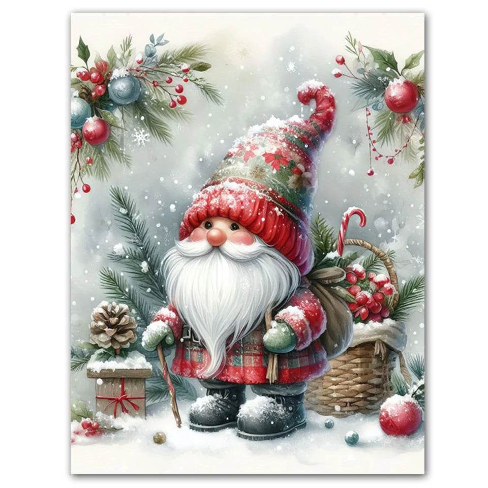 New 5D DIY Diamond Painting Kit - Cartoon Christmas Gnome Mosaic Embroidery for Home Wall Art Decor - ToylandEU