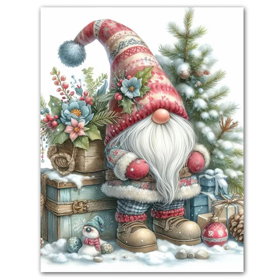 New 5D DIY Diamond Painting Kit - Cartoon Christmas Gnome Mosaic Embroidery for Home Wall Art Decor - ToylandEU