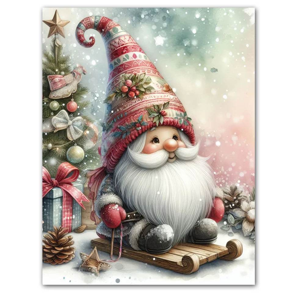 New 5D DIY Diamond Painting Kit - Cartoon Christmas Gnome Mosaic Embroidery for Home Wall Art Decor - ToylandEU