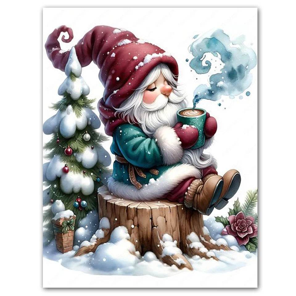 New 5D DIY Diamond Painting Kit - Cartoon Christmas Gnome Mosaic Embroidery for Home Wall Art Decor - ToylandEU