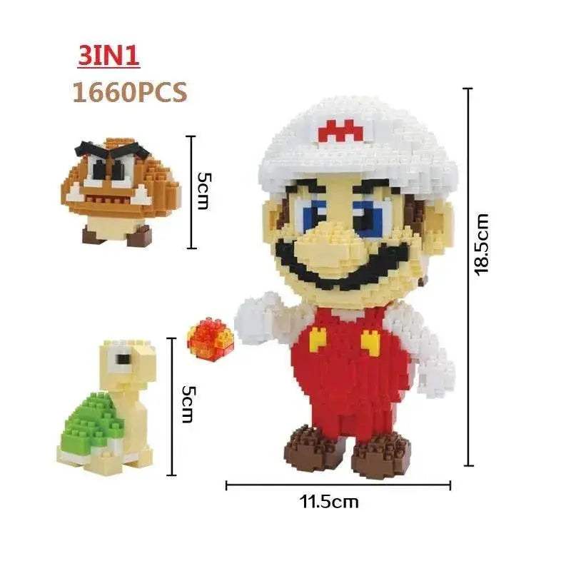 New Anime Mini Blocks Cute Cartoon Peach Luigi Building Bricks Toys for Children Present Bowser Valentine Girls Boy Juguetes - ToylandEU