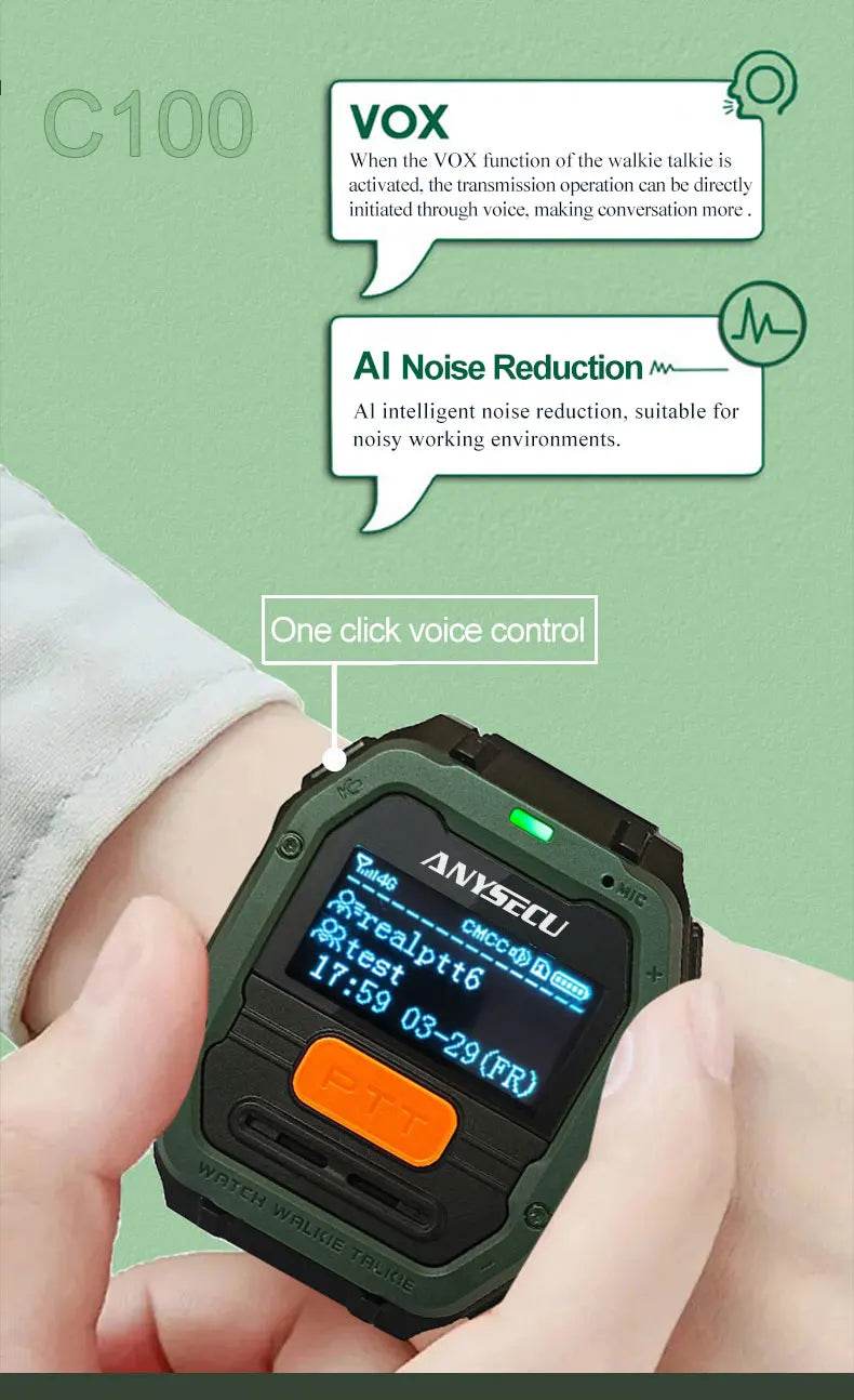 New Anysecu Radio C100 Global PTT Watch Radio Unlimited Talk - ToylandEU