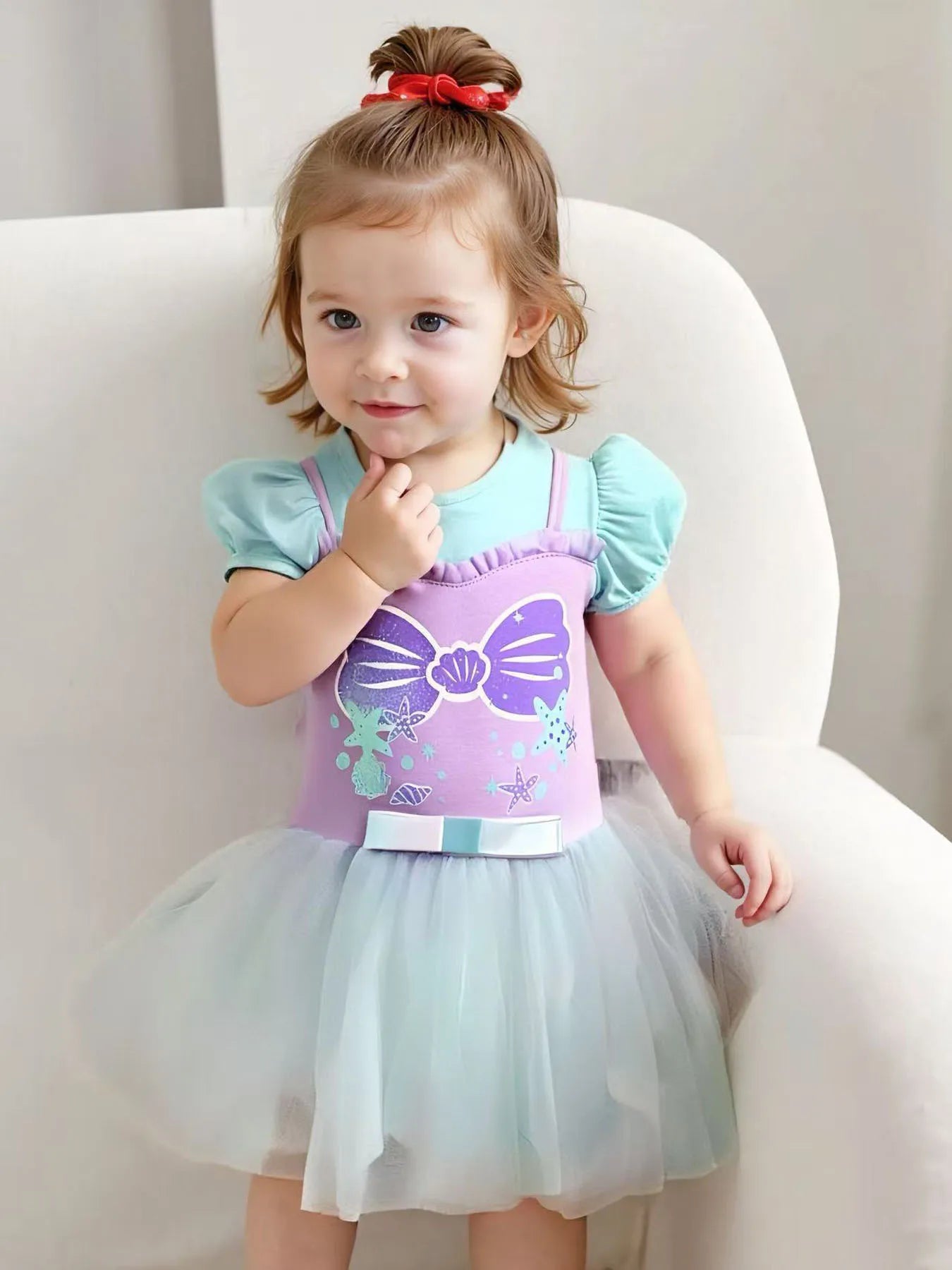 New Baby Girls Dress Set Mermaid Gradient Tutu Skirt With Bow For Toddlers 1 To 2 Years Crawling Suit - ToylandEU