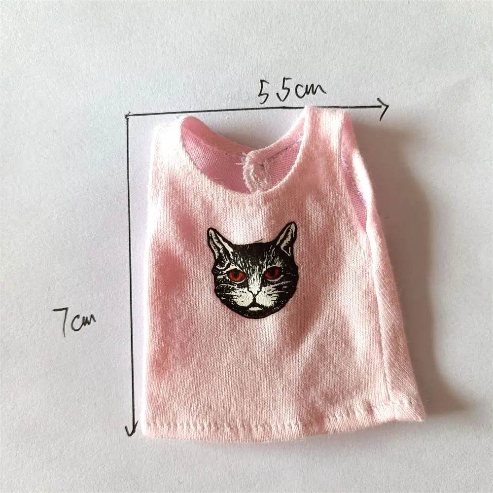 New Blyth Clothes T-Shirt Vest Cute Cat Print for Dolls - ToylandEU