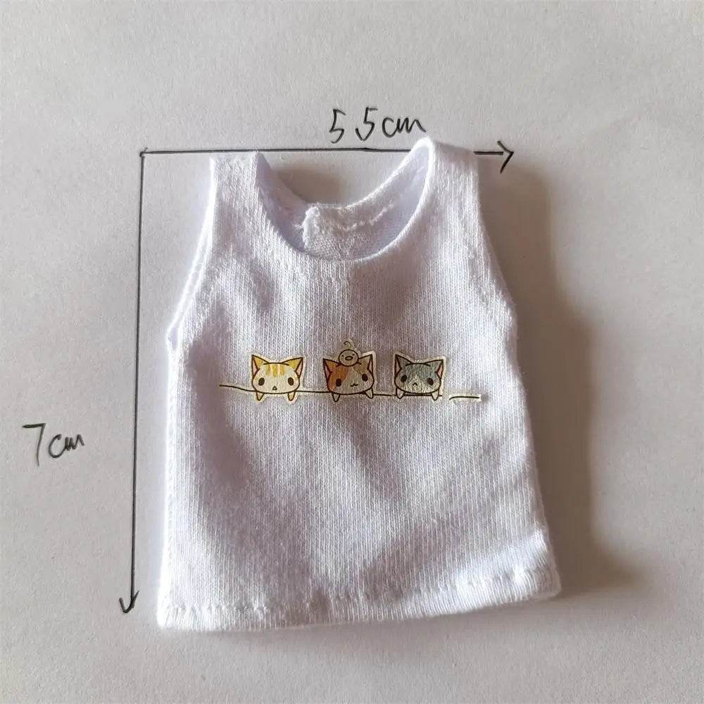New Blyth Clothes T-Shirt Vest Cute Cat Print for Dolls - ToylandEU