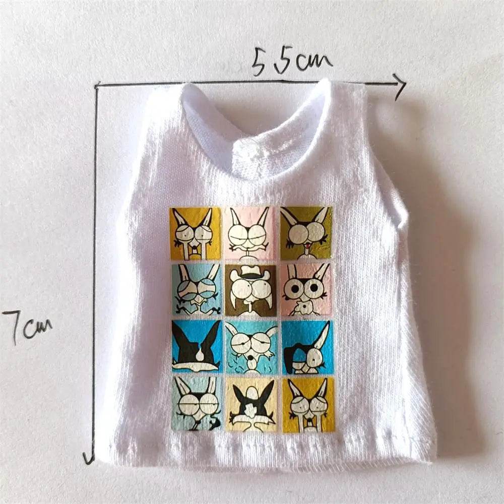 New Blyth Clothes T-Shirt Vest Cute Cat Print for Dolls - ToylandEU