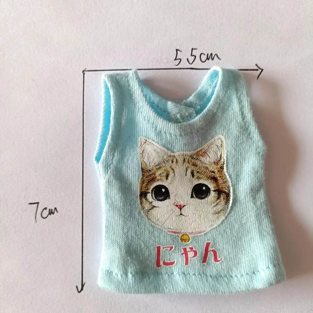 New Blyth Clothes T-Shirt Vest Cute Cat Print for Dolls - ToylandEU