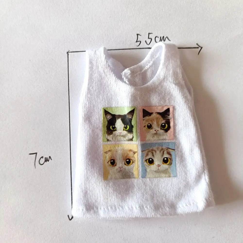 New Blyth Clothes T-Shirt Vest Cute Cat Print for Dolls - ToylandEU