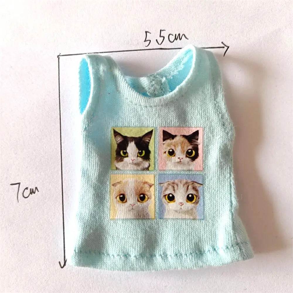New Blyth Clothes T-Shirt Vest Cute Cat Print for Dolls - ToylandEU