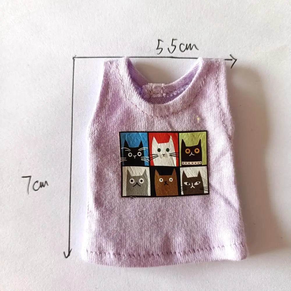 New Blyth Clothes T-Shirt Vest Cute Cat Print for Dolls - ToylandEU
