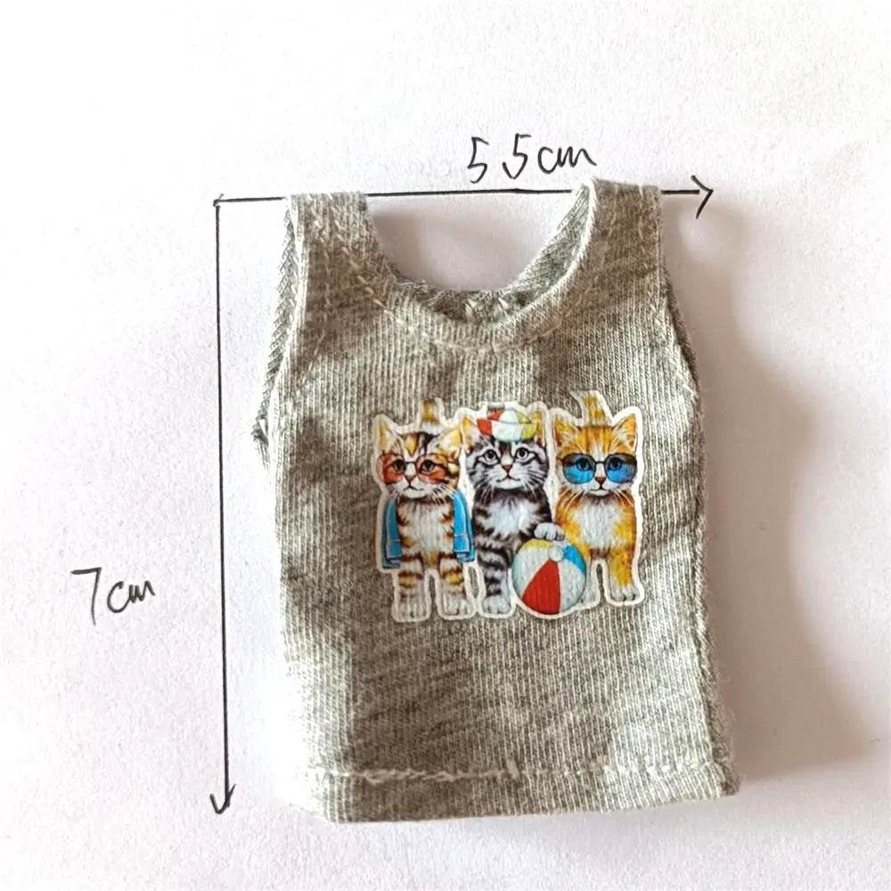 New Blyth Clothes T-Shirt Vest Cute Cat Print for Dolls - ToylandEU
