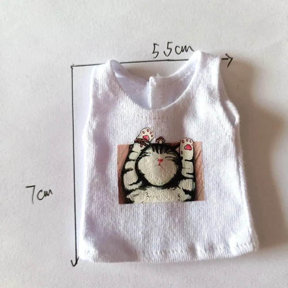 New Blyth Clothes T-Shirt Vest Cute Cat Print for Dolls - ToylandEU