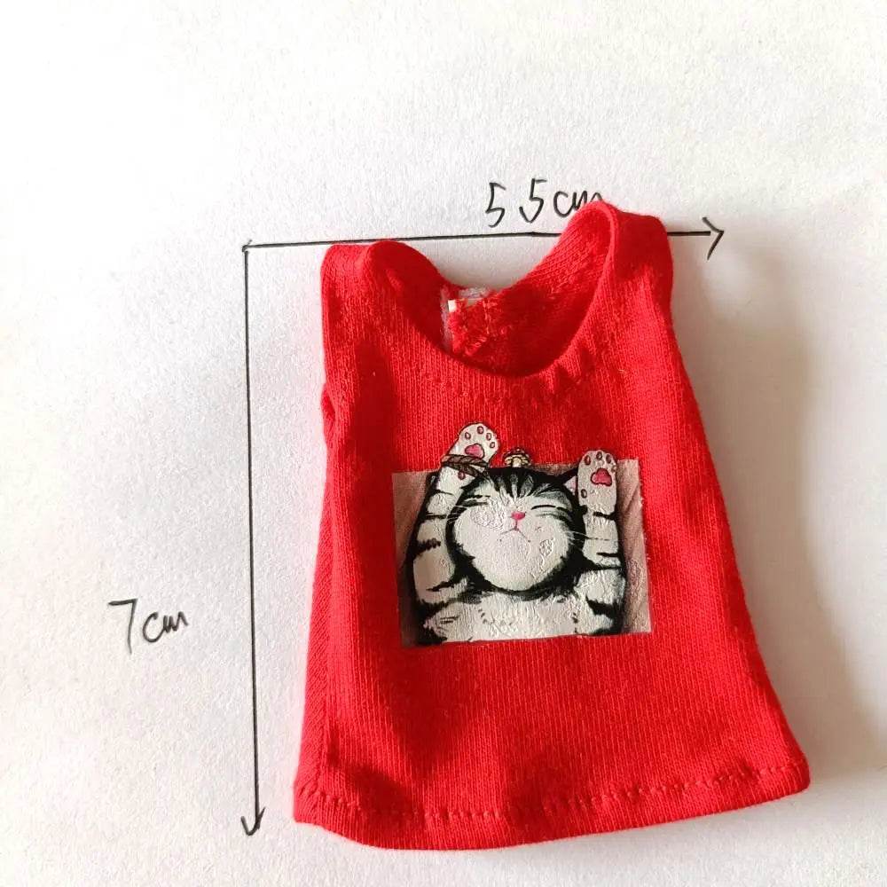 New Blyth Clothes T-Shirt Vest Cute Cat Print for Dolls - ToylandEU
