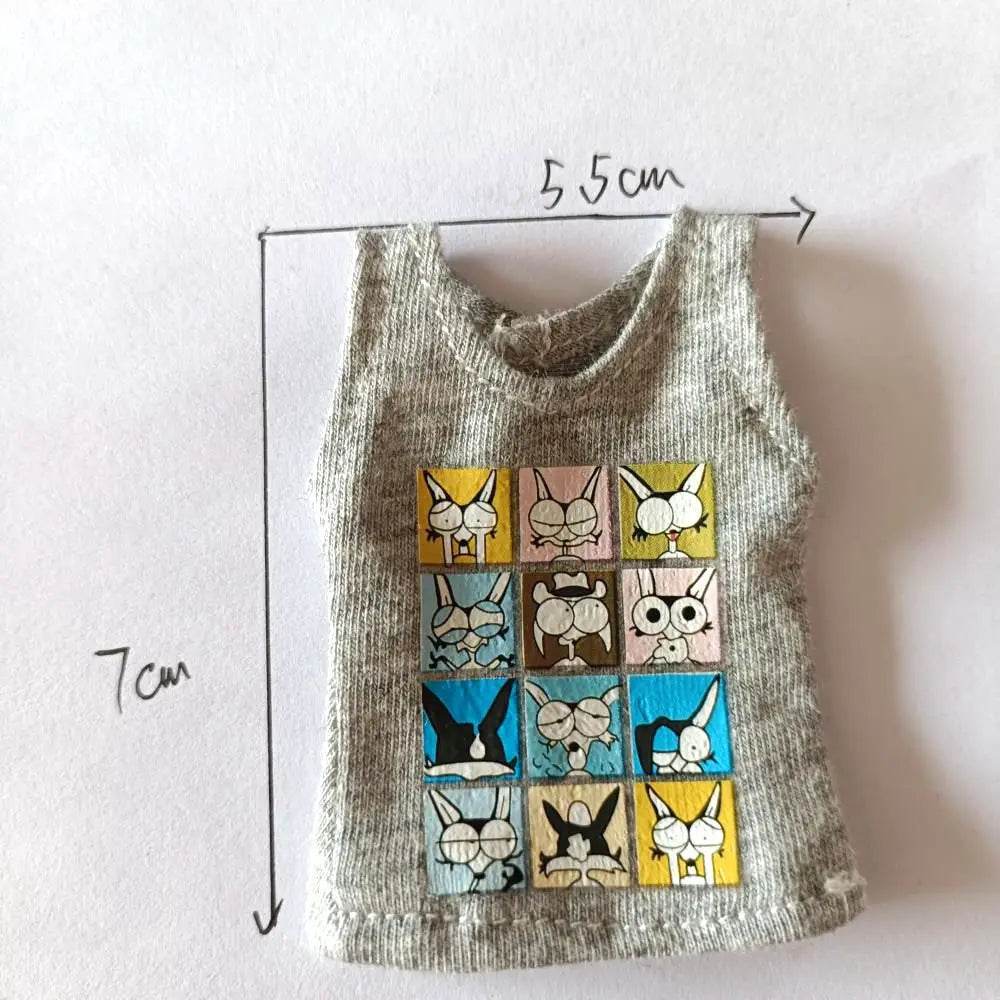 New Blyth Clothes T-Shirt Vest Cute Cat Print for Dolls - ToylandEU