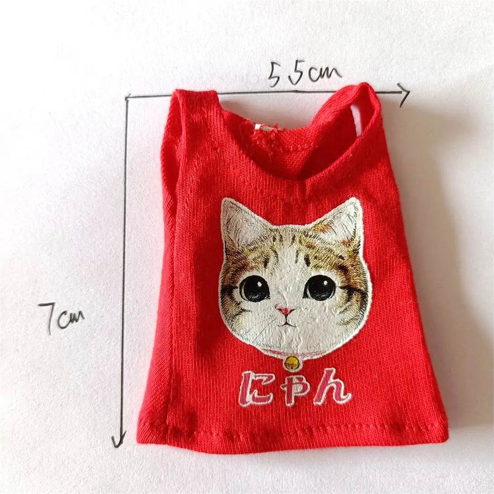 New Blyth Clothes T-Shirt Vest Cute Cat Print for Dolls - ToylandEU