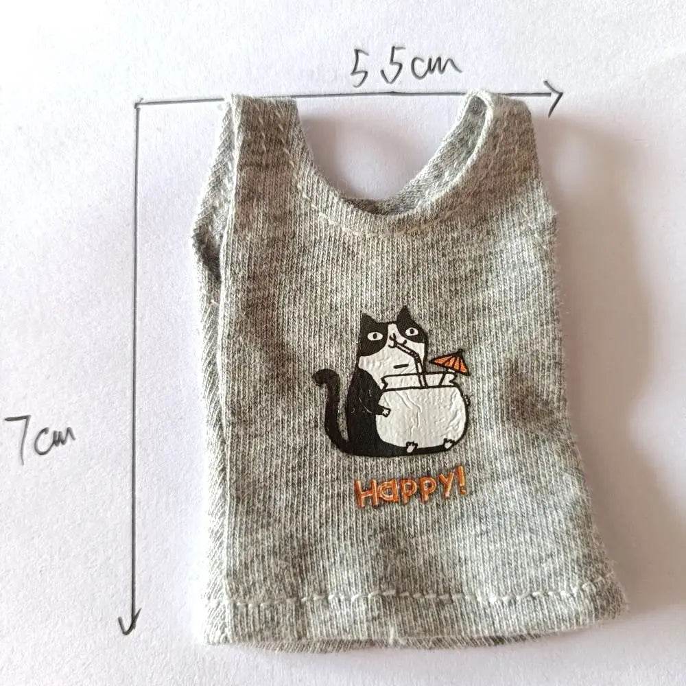 New Blyth Clothes T-Shirt Vest Cute Cat Print for Dolls - ToylandEU