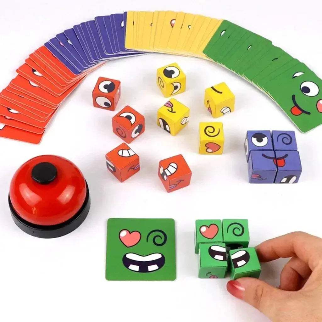 New Children's Facial Expression Changing Puzzle Building Blocks Children's Early Education Montessori Cube Tabletop Game Gifts - ToylandEU