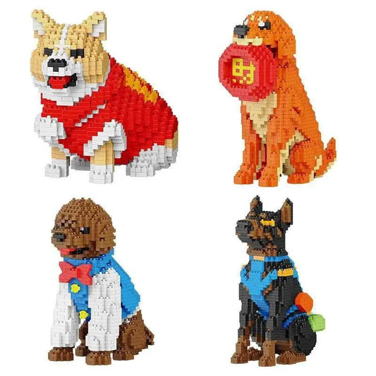  New Dog Model Micro Building Block Toys Set for Kid Boy Girls Adult Beginner Teddy Hughes Corgi Collie Pet Style Bricks -  ToylandEU™