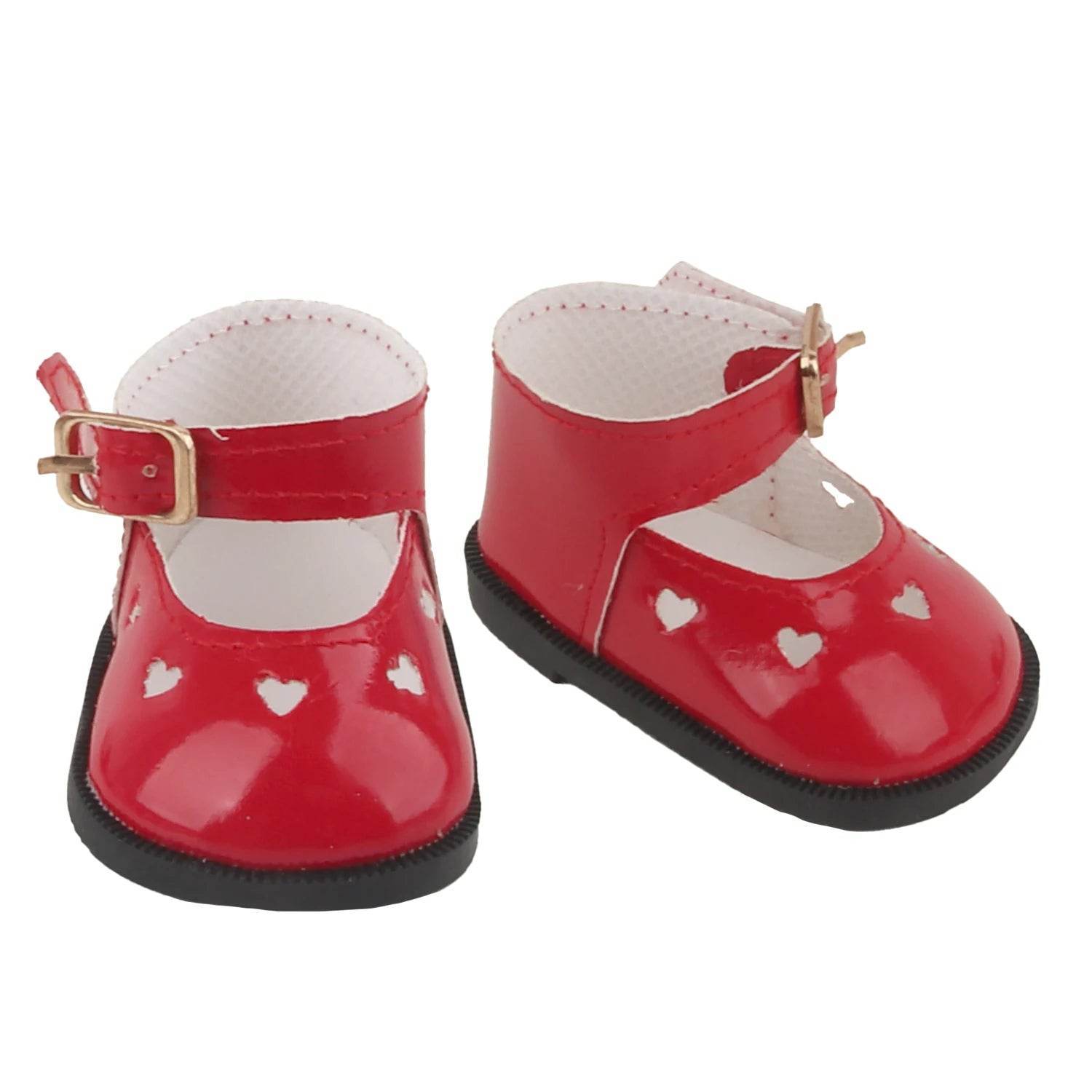 New Doll Shoes Cute PU Leather Heart Cutout Design 7cm Size For 18 Inch American Dolls - ToylandEU