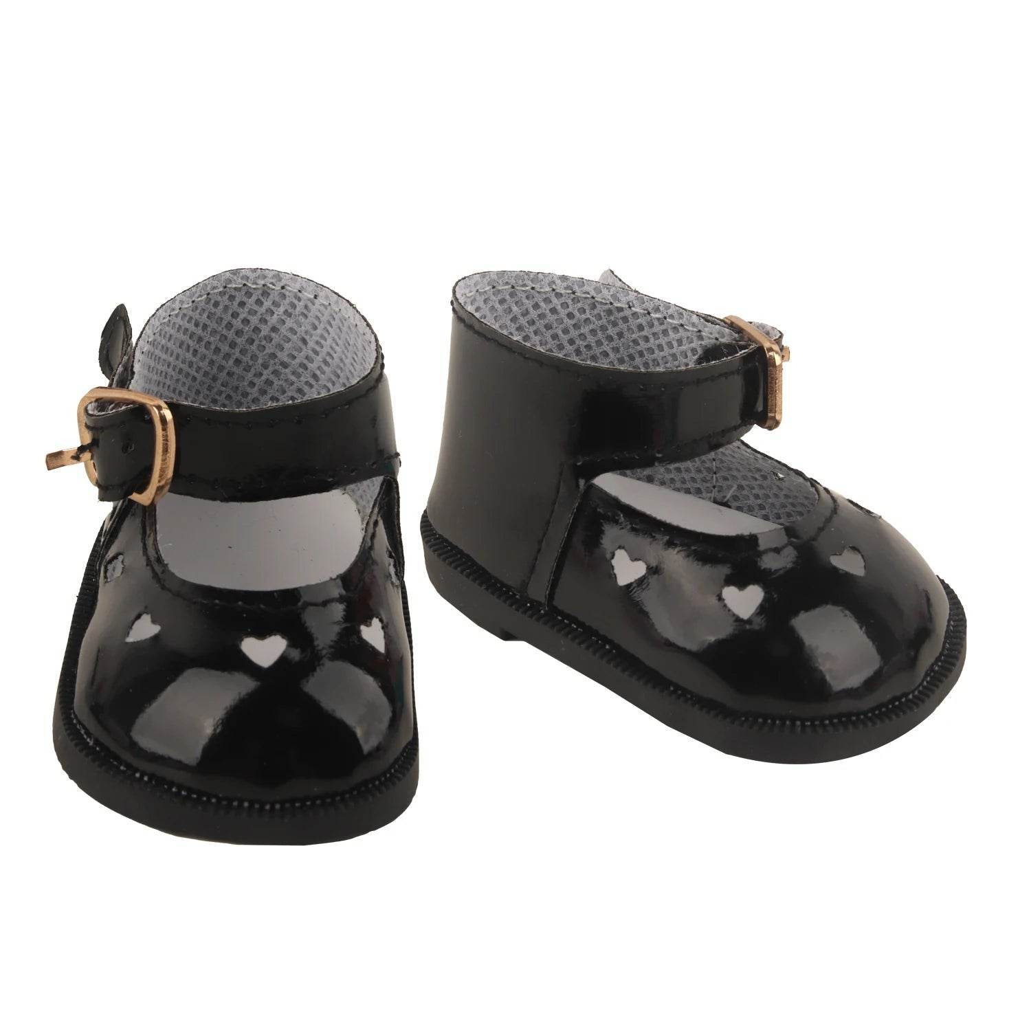 New Doll Shoes Cute PU Leather Heart Cutout Design 7cm Size For 18 Inch American Dolls - ToylandEU