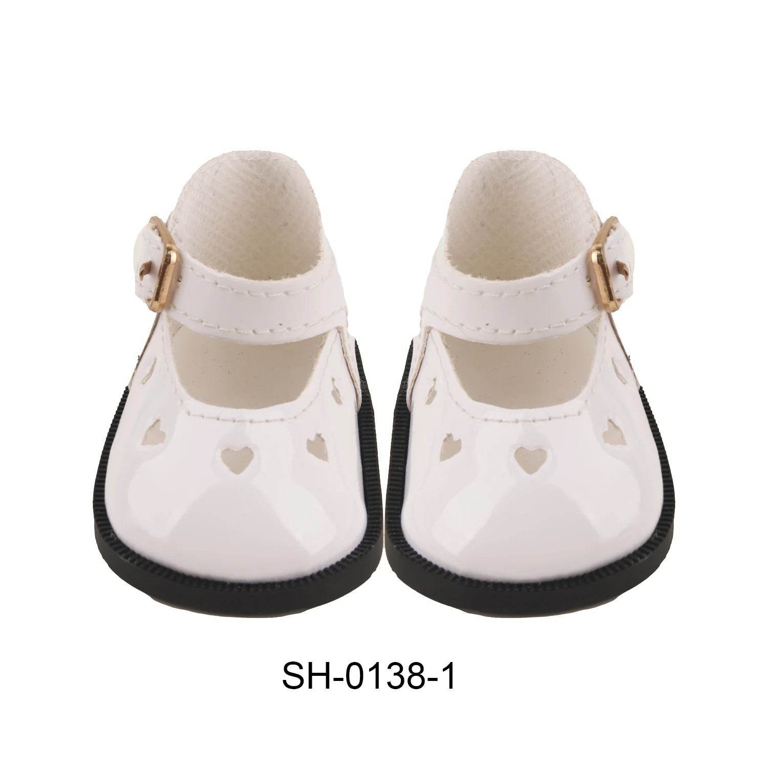 New Doll Shoes Cute PU Leather Heart Cutout Design 7cm Size For 18 Inch American Dolls - ToylandEU