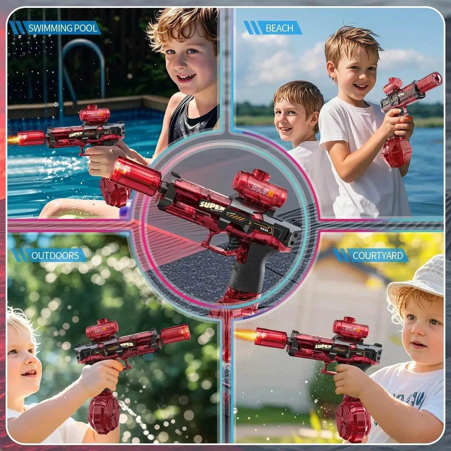  New Electric Water Gun With Light Sprays Flame Effect -  ToylandEU™