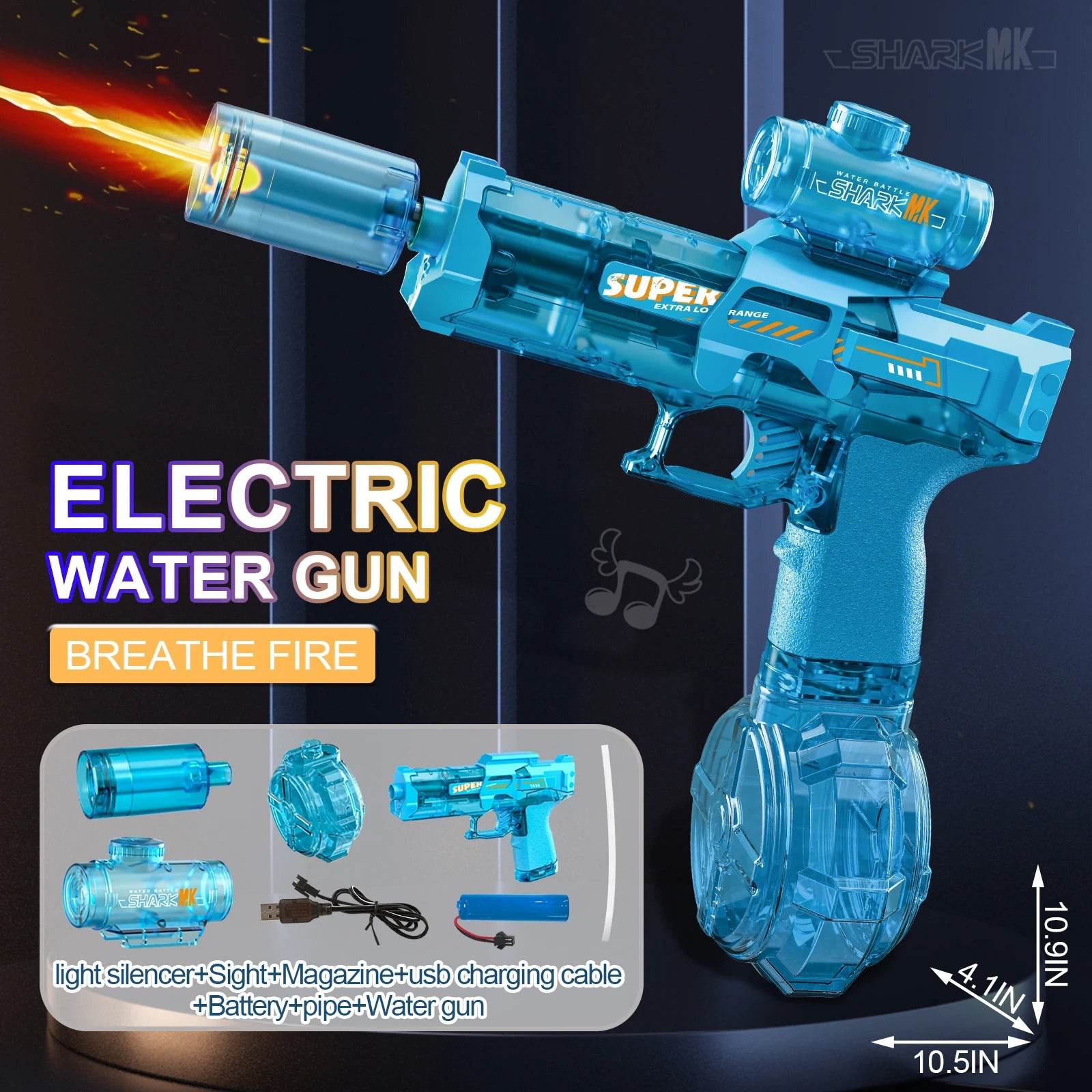 New Electric Water Gun With Light Sprays Flame Effect - ToylandEU