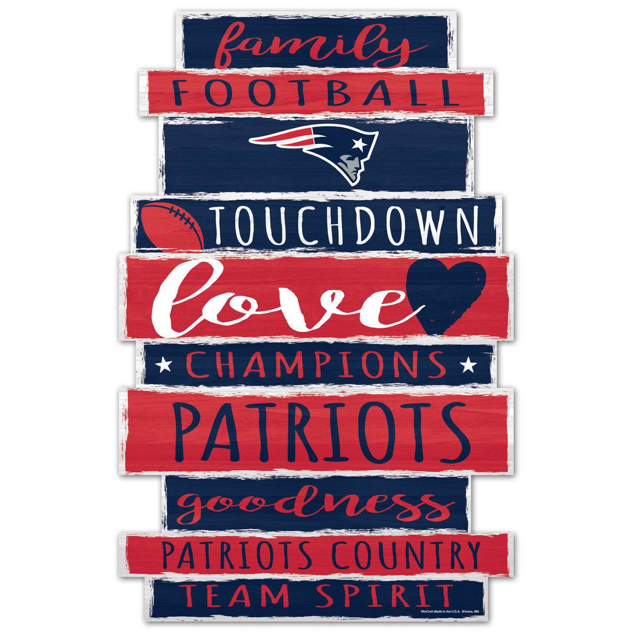 New England Patriots 11x17 Wood Family Word Sign Wall Art - ToylandEU