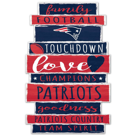 New England Patriots 11x17 Wood Family Word Sign Wall Art - ToylandEU