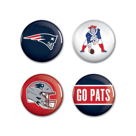 New England Patriots Buttons Four Pack With Logos Slogan - ToylandEU