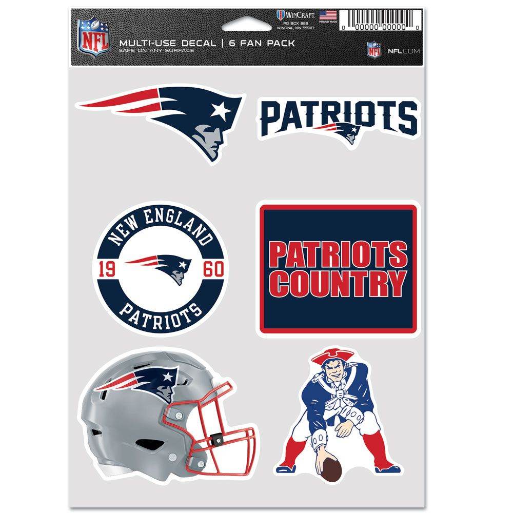 New England Patriots Decal Pack 6 Multi Use Fan Decals - ToylandEU