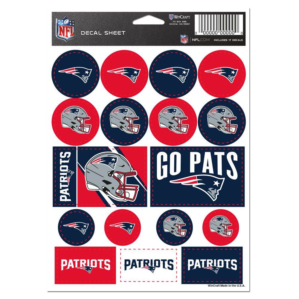 New England Patriots Decal Sheet 5x7 Vinyl Sticker Set - ToylandEU