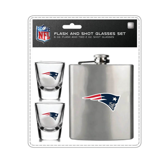 New England Patriots Flask and Shot Glass Set Team Logo - ToylandEU