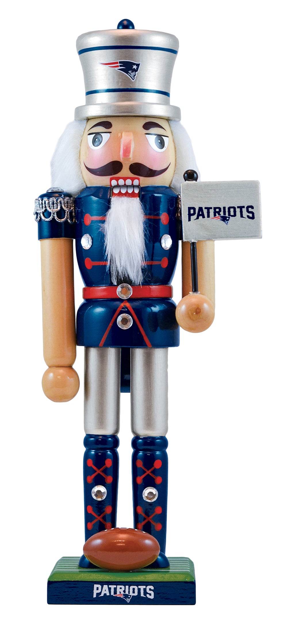 New England Patriots Nutcracker Handcrafted Wood Ornament - ToylandEU