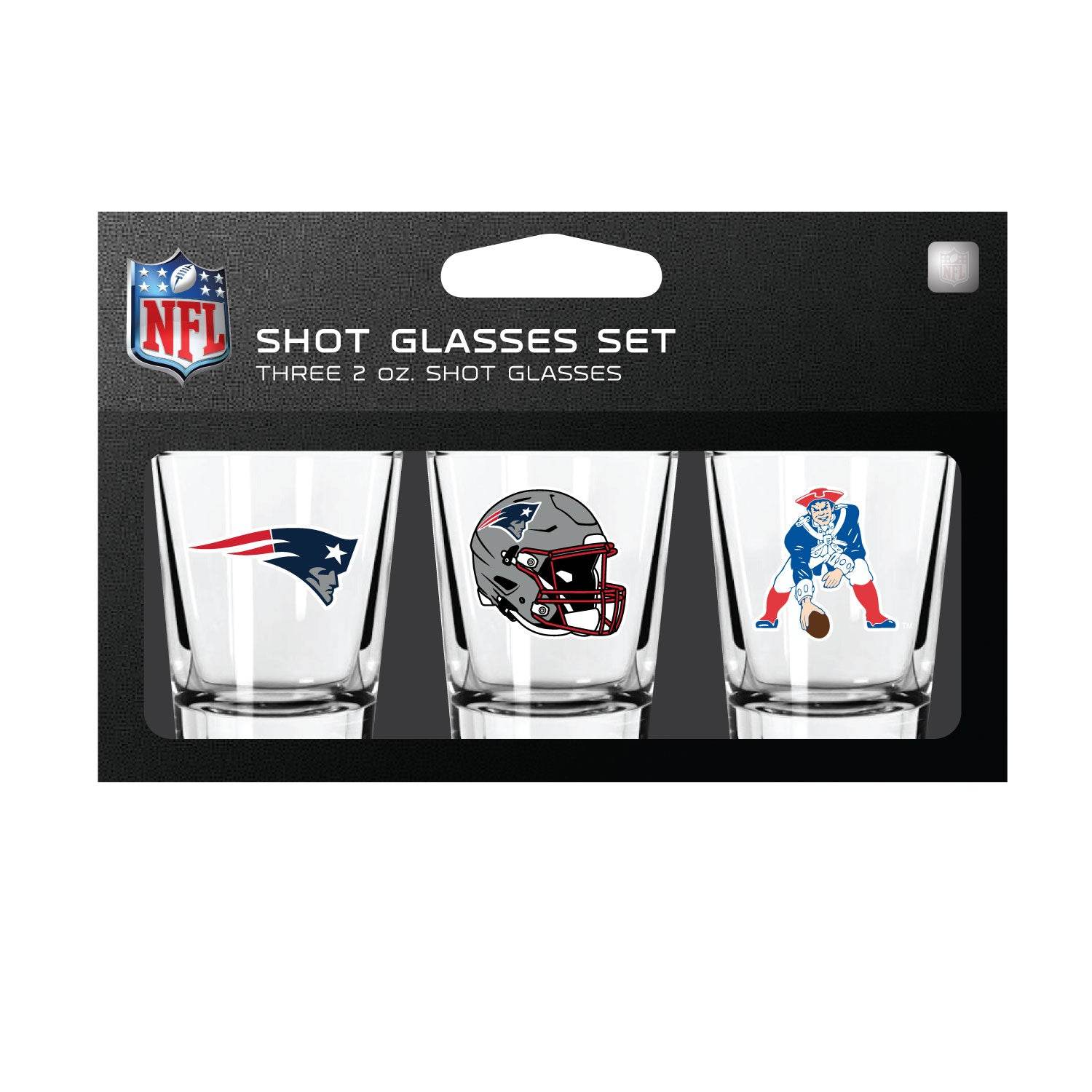 New England Patriots Shot Glass Set 3 Pack Dishwasher Safe - ToylandEU