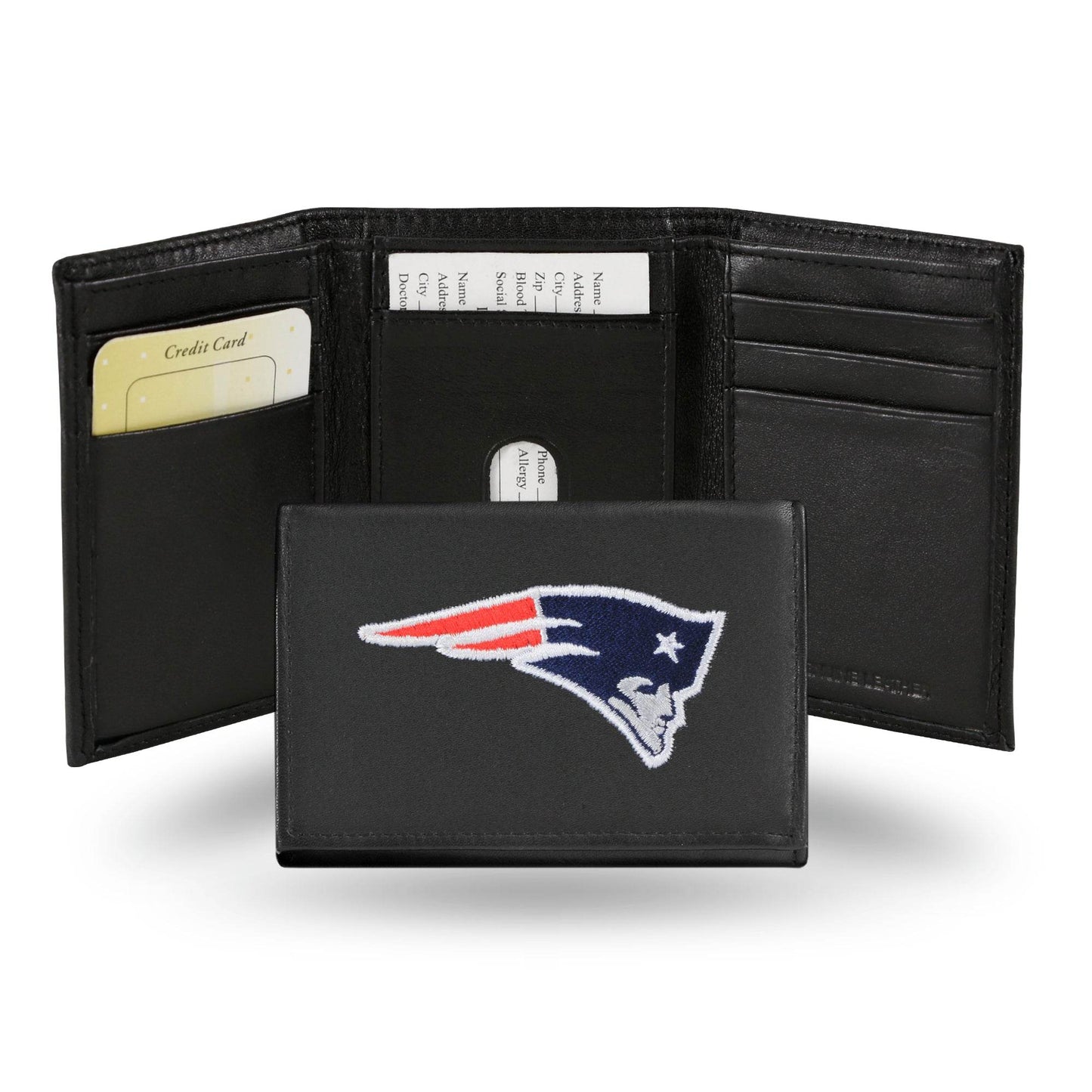 New England Patriots Wallet Trifold Leather Embroidered - ToylandEU