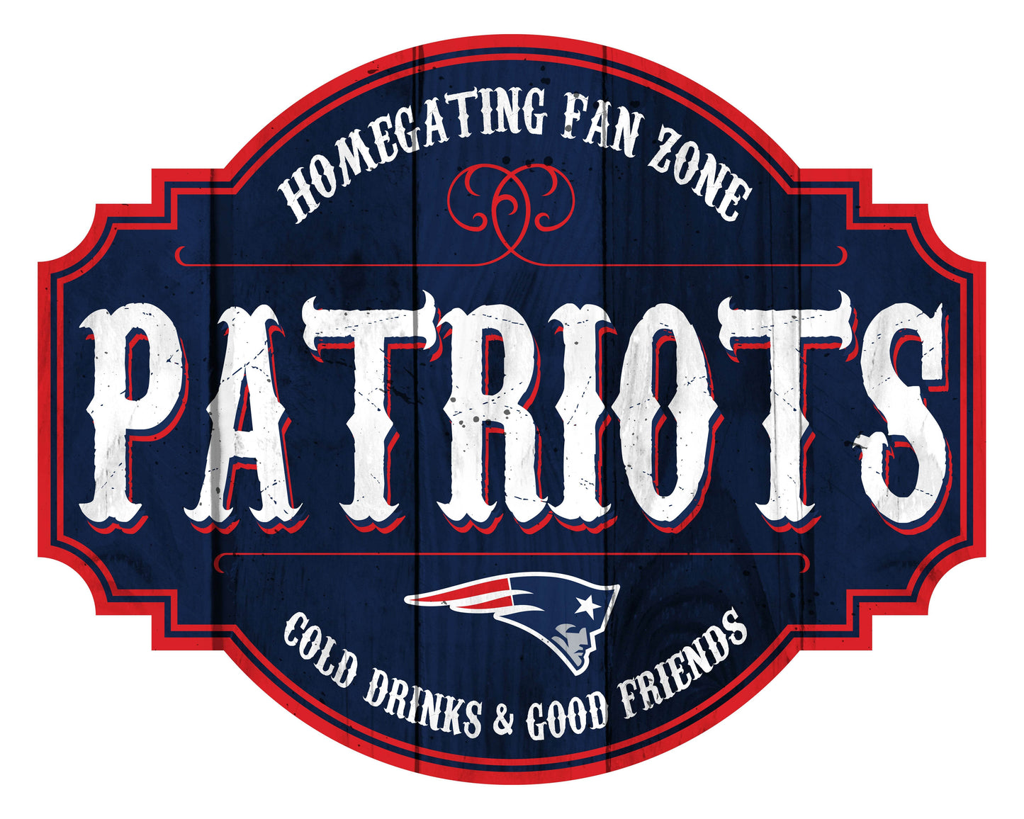 New England Patriots Wood Sign 12 Inch Homegating Tavern - ToylandEU