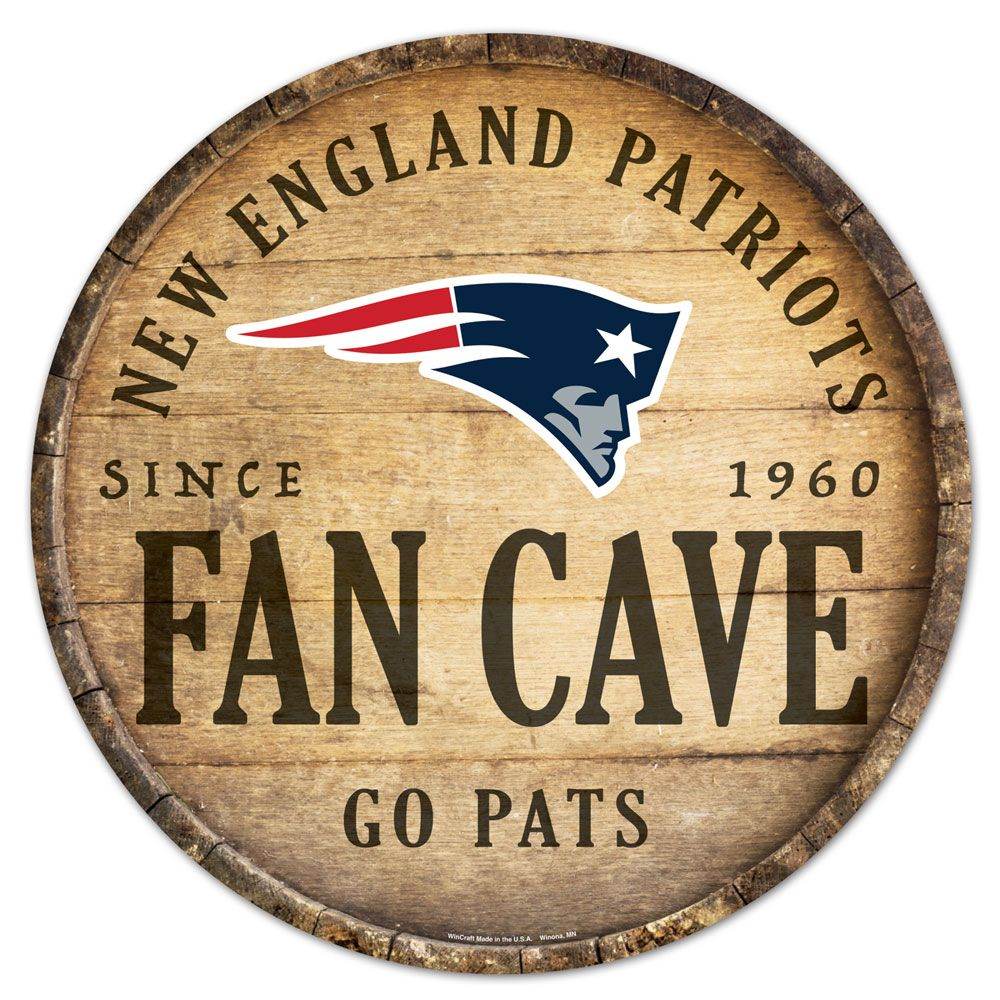 New England Patriots Wood Sign 14 Inch Round Barrel Top - ToylandEU