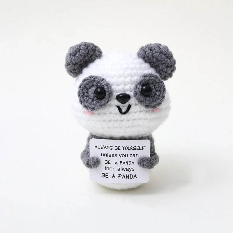 New Handmade Knitted Positive Energy Panda Doll Home Decor - ToylandEU
