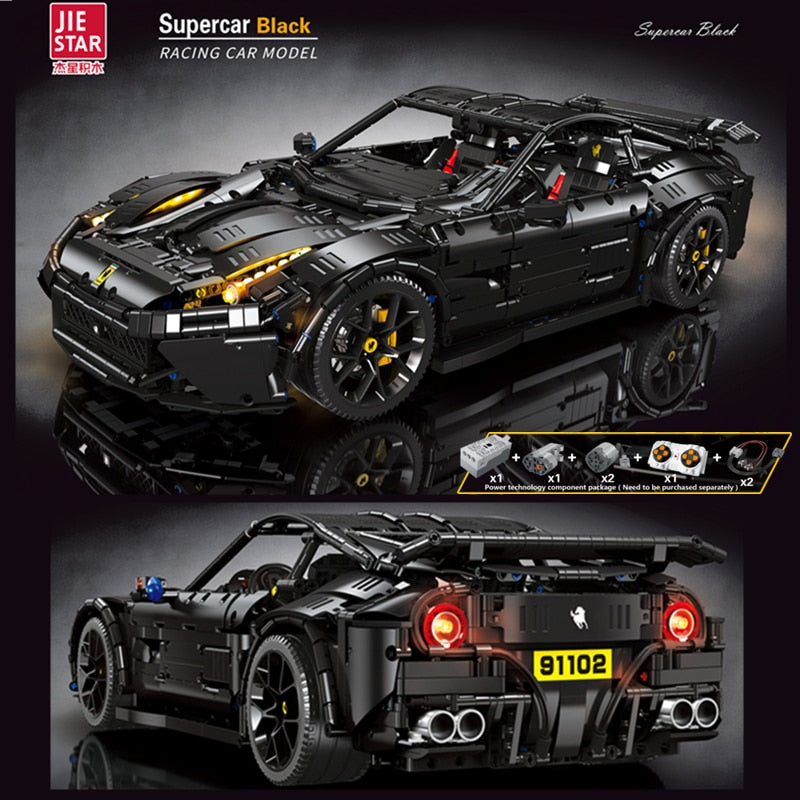 Creative Moc F12 Super Sport Black Racing Building Set - 3097pcs - ToylandEU